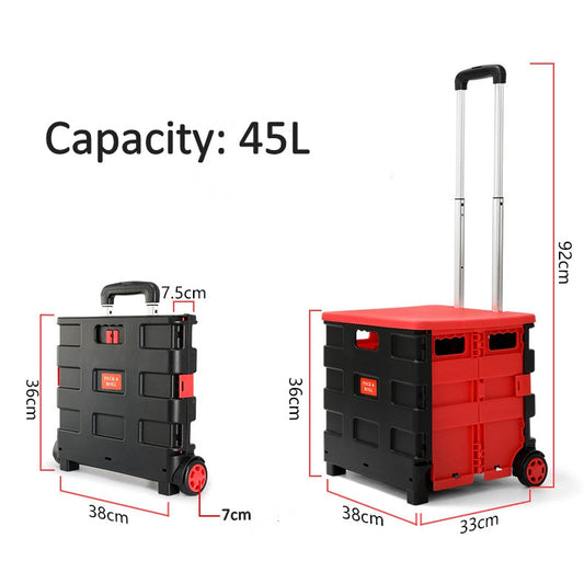 Foldable Basket Trolley Cart
